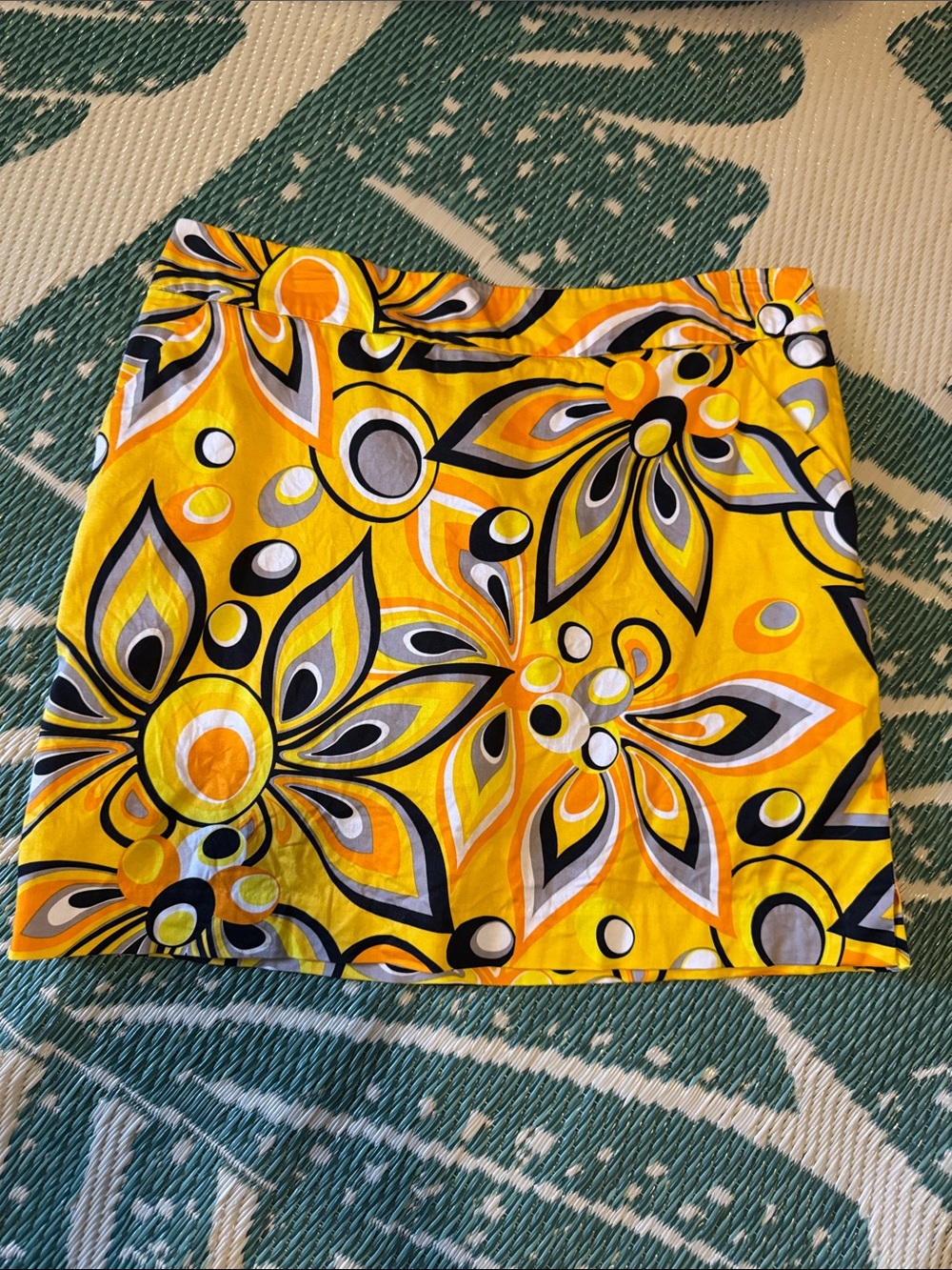 Yellow Floral Print Mini Skirt Sz 12